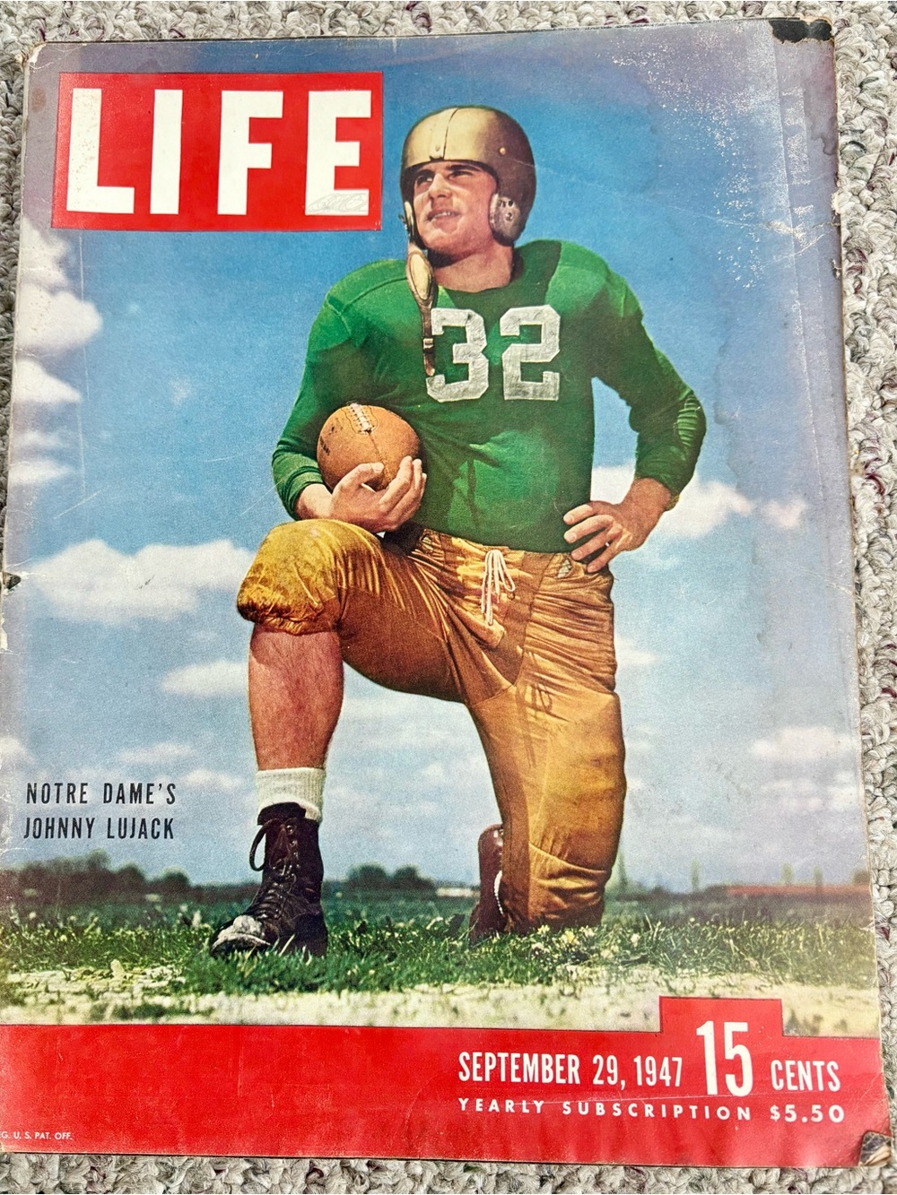 Vintage Life Magazine Notre Dames Johnny Lujack 1947 Fighting Irish Football
